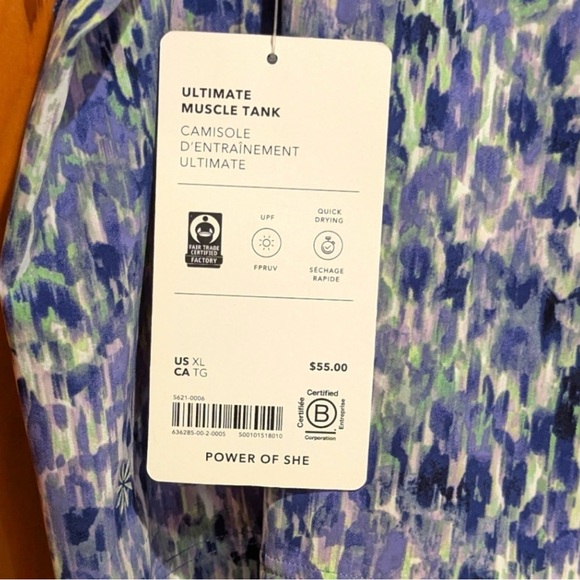 Athleta NWT Ultimate Muscle Tank Blue Watercolors Sz XL - Picture 6 of 6